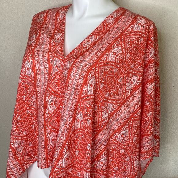 EyeShadow high-low orange and white shawl kimono - Picture 5 of 6